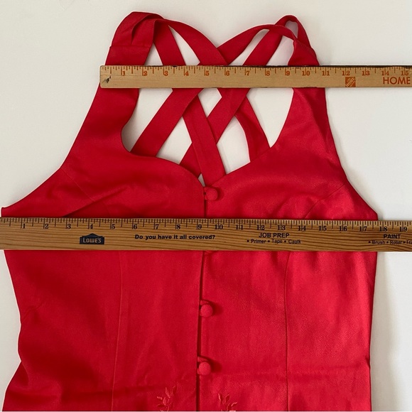 Dawn Joy fashions vtg  coral women’s embroidery detail Strappy Cross Back Dress - Picture 8 of 14